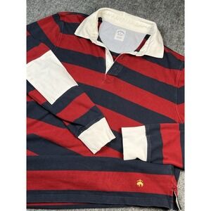 BROOKS‎ BROTHERS Rugby Sweatshirt Jersey Polo 2XL Multi Cotton Logo Stripe  EUC